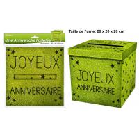 Urne joyeux anniversaire verte