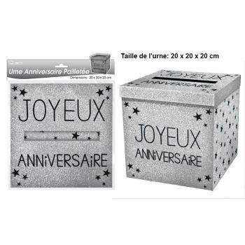 Urne joyeux anniversaire argent