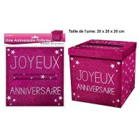 Urne joyeux anniversaire fuchsia