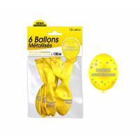 BALLON METAL JOYEUX ANNIVERSAIRE JAUNE X6