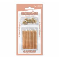 Lot de 10 bougies pailletés cuivre