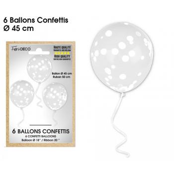 BALLONS CONFETTIS X6 BLANC