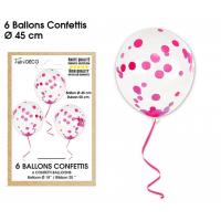 BALLONS CONFETTIS X6 FUSHIA