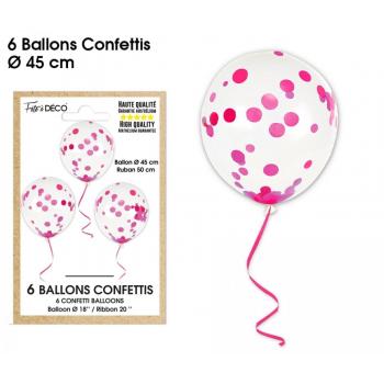 BALLONS CONFETTIS X6 FUSHIA