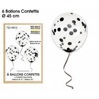 BALLONS CONFETTIS X6 NOIR