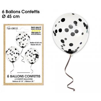 BALLONS CONFETTIS X6 NOIR