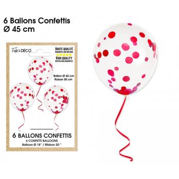 BALLONS CONFETTIS X6 ROUGE