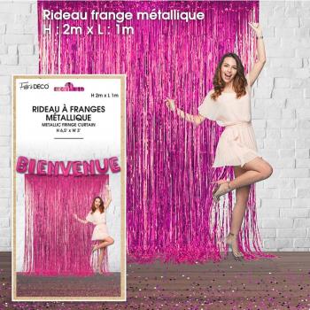 RIDEAU FRANGES METALLIQUE FUSHIA