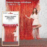 RIDEAU FRANGES METALLIQUE ROUGE