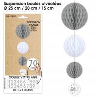 SUSPENSION 3 BOULES TOUS AGES GRIS