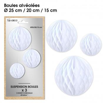 SUSPENSION X3 BOULES BLANC