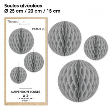 SUSPENSION X3 BOULES GRIS