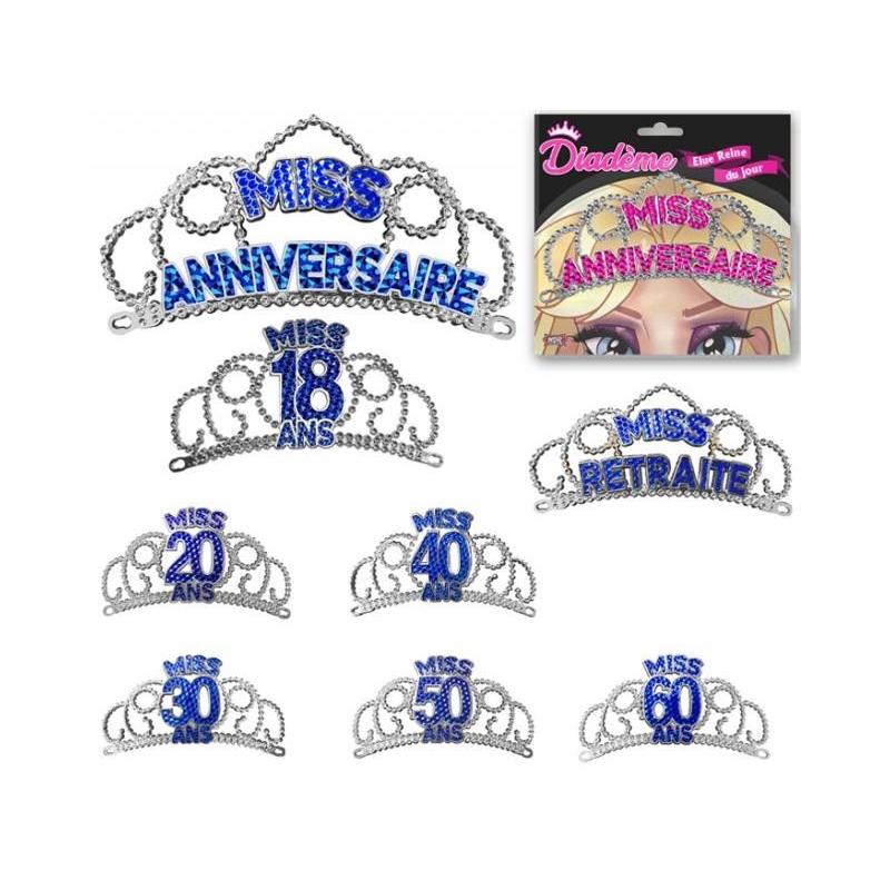 Diademe miss 18 ans bleu - Chapeaux d'anniversaire - Décoration-Fête