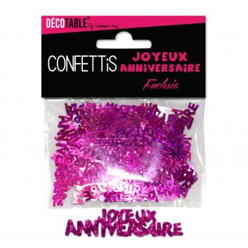 CONFETTIS JOYEUX ANNIVERSAIRE FUSHIA