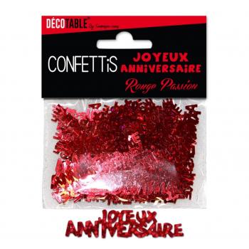 CONFETTIS JOYEUX ANNIVERSAIRE ROUGE PASSION