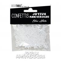 CONFETTIS JOYEUX ANNIVERSAIRE BLANC ALBATRE