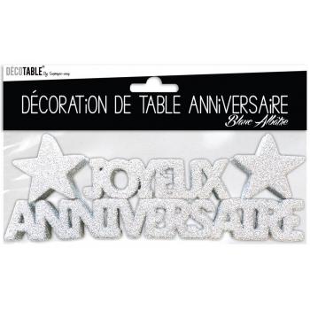 LETTRE JOYEUX ANNIVERSAIRE BLANC DECO DE TABLE