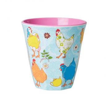 TASSE EN MÉLAMINE RICE - IMPRIMÉ POULES - MEDIUM