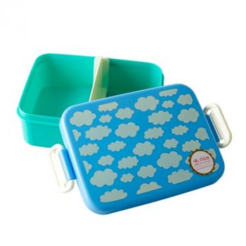 LUNCHBOX EN MÉLAMINE RICE - BLEUE IMPRIMÉ NUAGES - LARGE