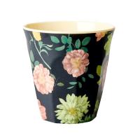 TASSE EN MÉLAMINE RICE - NOIRE IMPRIMÉ FLORAL - MEDIUM