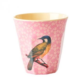 TASSE EN MÉLAMINE RICE - ROSE IMPRIMÉ OISEAU VINTAGE - MEDIUM