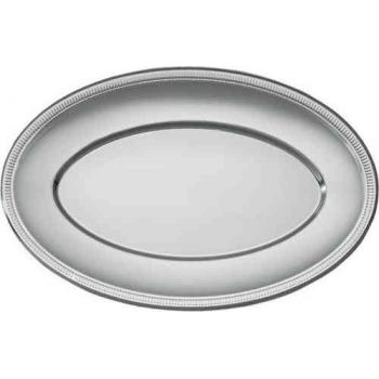 LOT DE 2 PLATEAUX OVALES ARGENT PET 45X28CM