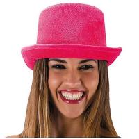 CHAPEAU HAUT DE FORME VELOURS FLUO ROSE