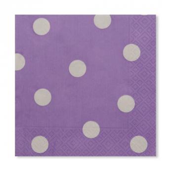 SERVIETTE 33CM POIS LILAS X20