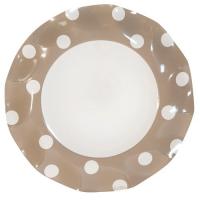 ASSIETTE PLATE POIS TAUPE X10