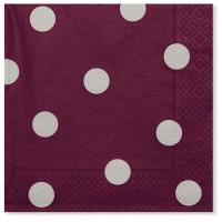 SERVIETTE 33CM POIS PRUNE X20