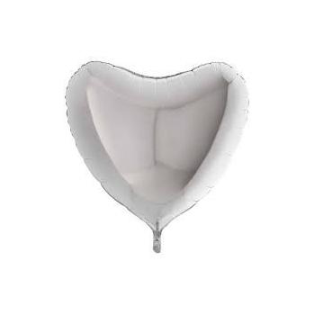 BALLON ALU COEUR ARGENT 18"46CM