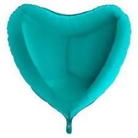 BALLON ALU COEUR TURQUOISE 18"46CM