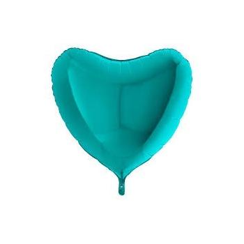 BALLON ALU COEUR TURQUOISE 18"46CM