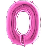 BALLON ALU CHIFFRE 0 FUSHIA 26"66CM