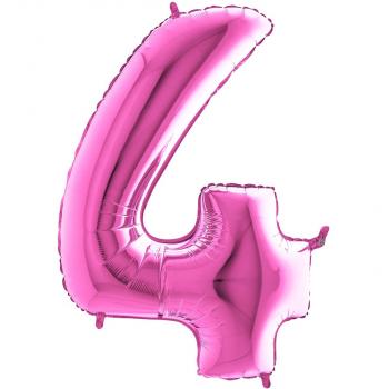 BALLON ALU CHIFFRE 4 FUSHIA 26"66CM