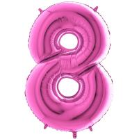 BALLON ALU CHIFFRE 8 FUSHIA 26"66CM