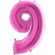 BALLON ALU CHIFFRE 9 FUSHIA 26"66CM