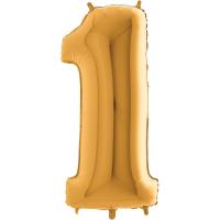BALLON ALU CHIFFRE 1 GOLD 26"66CM