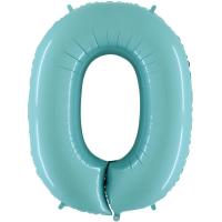 BALLON ALU CHIFFRE 0 BLEU PASTEL 26"66CM