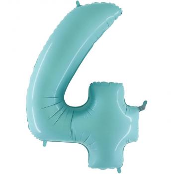 BALLON ALU CHIFFRE 4 BLEU PASTEL 26"66CM