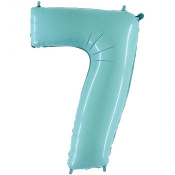 BALLON ALU CHIFFRE 7 BLEU PASTEL 26"66CM