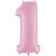 BALLON ALU CHIFFRE 1 ROSE PASTEL 26"66CM