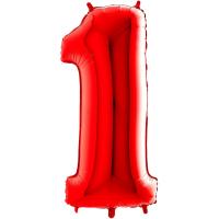 BALLON ALU CHIFFRE 1 ROUGE 26"66CM