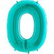 BALLON ALU CHIFFRE 0 TURQUOISE 26"66CM