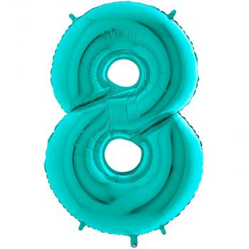 BALLON ALU CHIFFRE 8 TURQUOISE 26"66CM