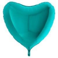 BALLON ALU COEUR TURQUOISE 36"91CM