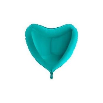 BALLON ALU COEUR TURQUOISE 36"91CM