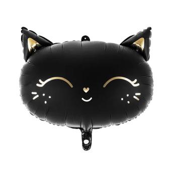 BALLON ALU TETE DE CHAT NOIR 48X36CM