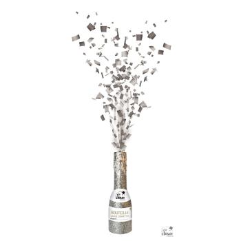 BOUTEILLE CANON A CONFETTIS PAPIER ARGENT 16CM