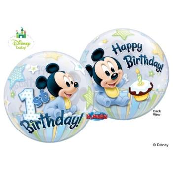 BALLON BUBBLE DYSNEY MICKEY 1 AN 22" 56cm